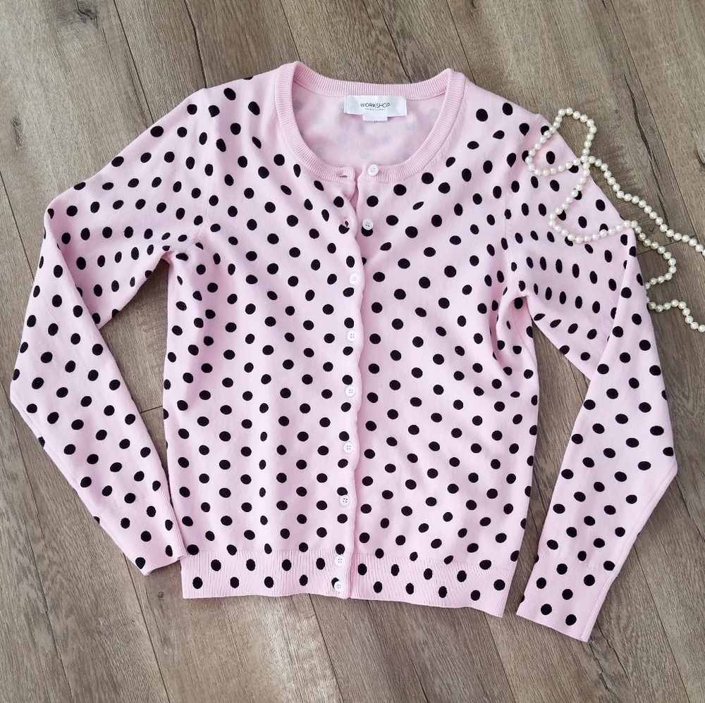 Polka Dots Cardigan Pink & Black